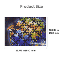 Product size diagram showing a rectangular printed design with dimensions labeled 26.772 in (680 mm) by 18.