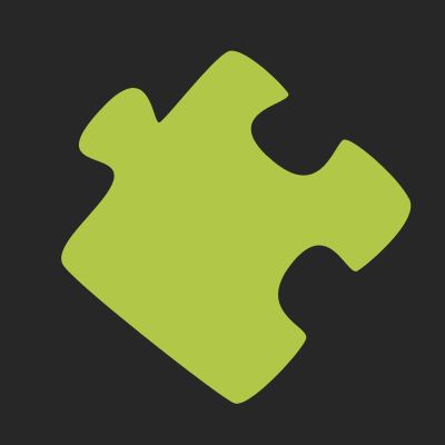 mobile_menu_icon_6. Green puzzle piece on a black background