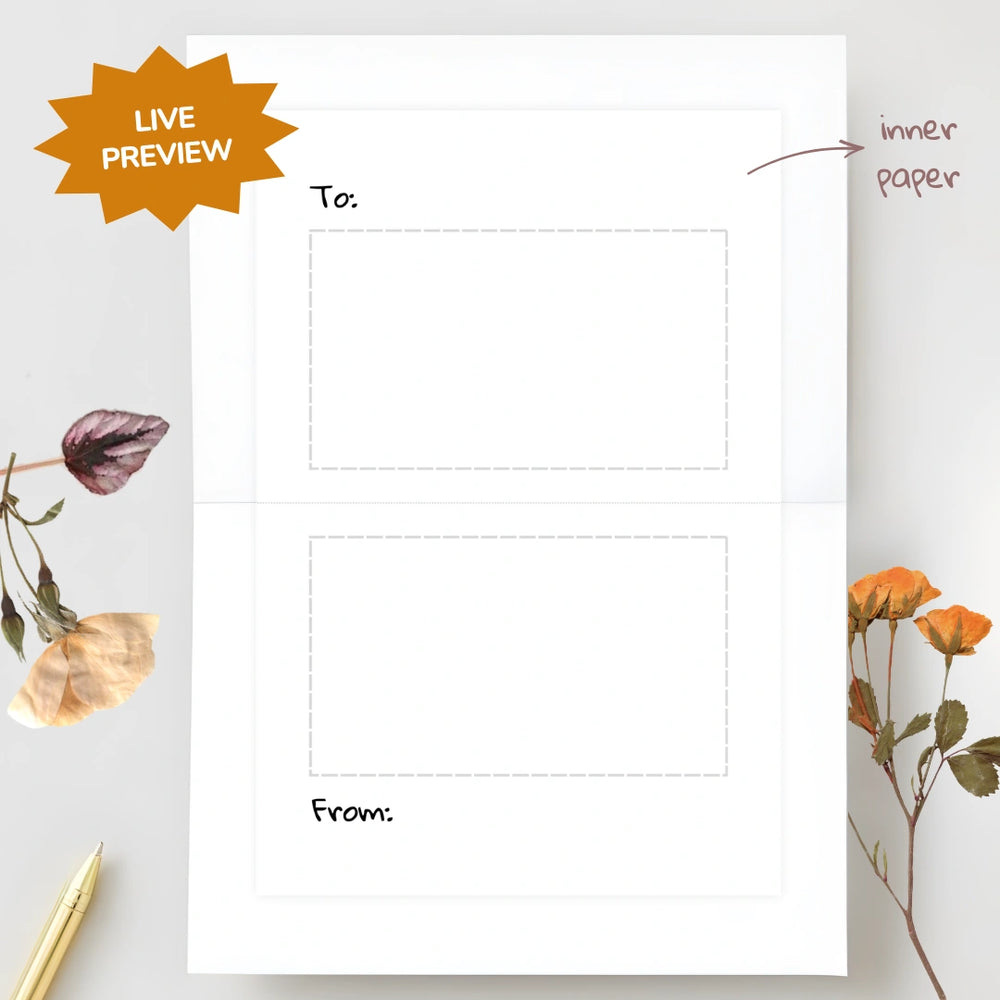 live preview for customization on the greeting card