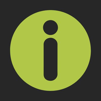 mobile_menu_icon_8. Information icon on a green circle with a black border