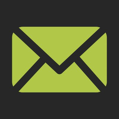 mobile_menu_icon_7. Green email icon on a black background