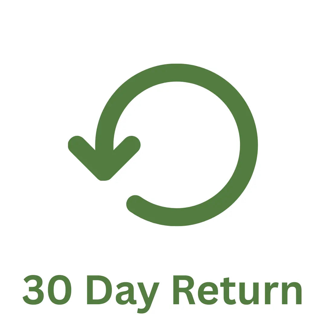Icon with a circular arrow and '30 Day Return' text on a white background